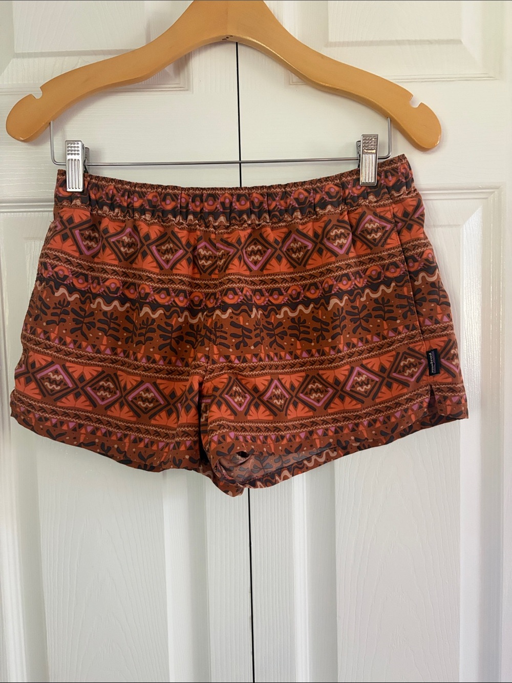 Patagonia Orange Patterned Athletic Shorts